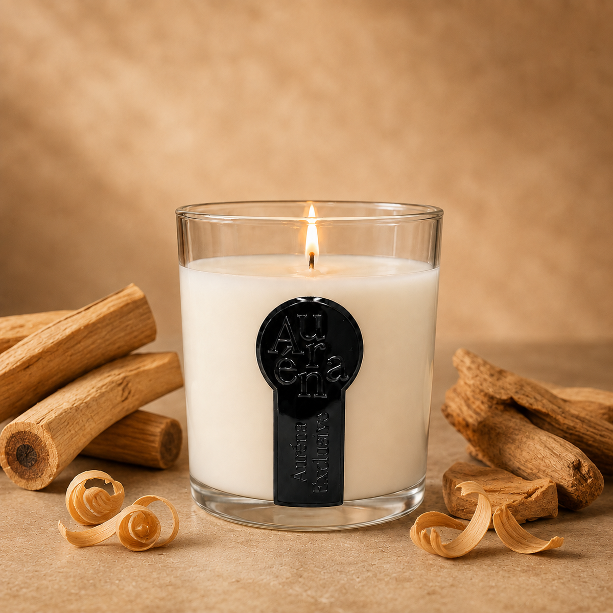 AURÉNA Duftkerze Sandelholz 220 g
Ein warmer, weicher und holziger Sandelholzduft für eine ruhige und elegante Atmosphäre.
• 220 g Wachs