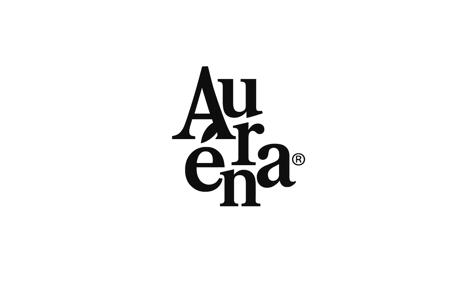 Schwarzes Auréna Logo zu sehen, auf weißem Hintergrund .